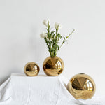 Metallic ceramic vase