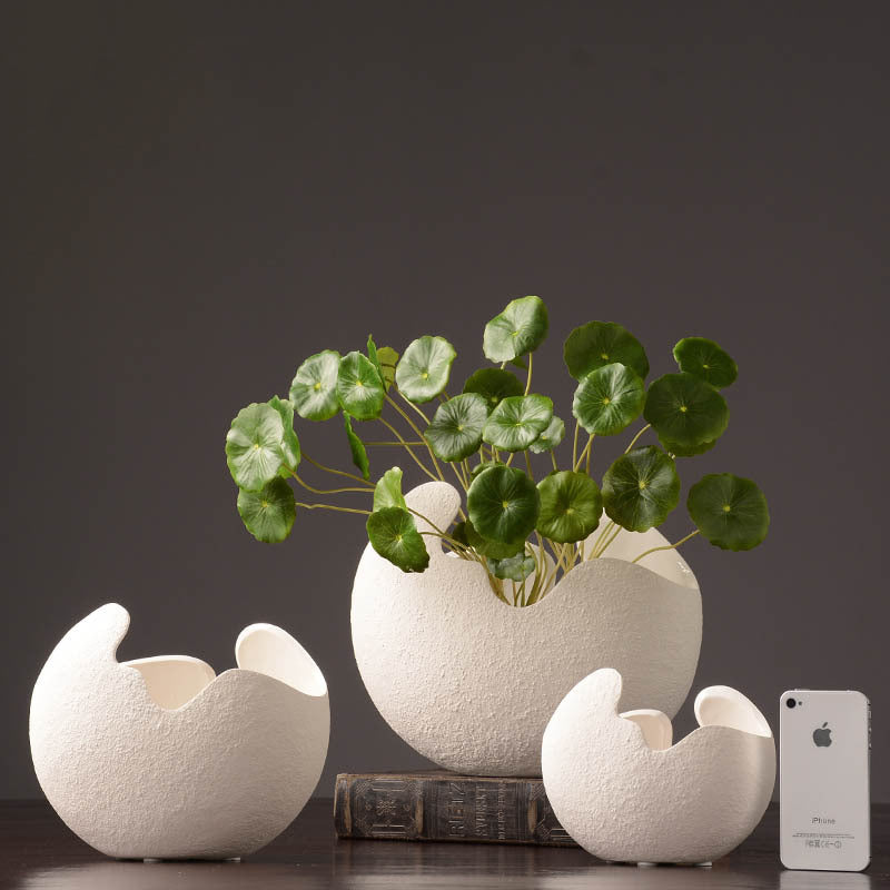 Sculptural white vase