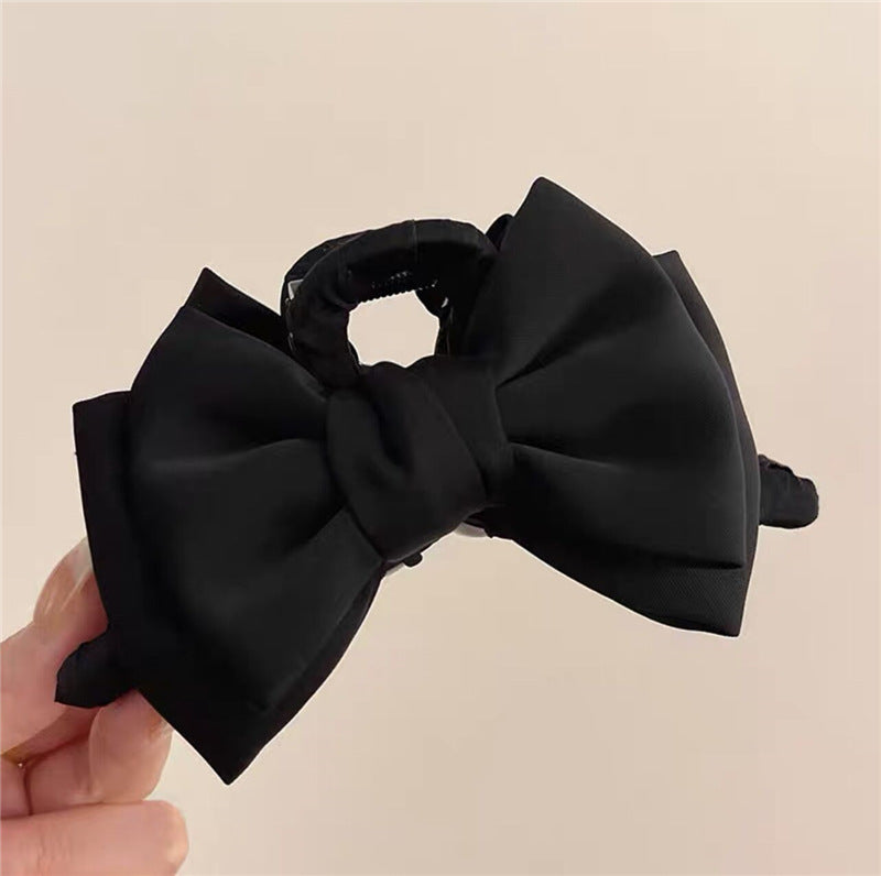 Satin bow hair claw